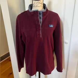 L.L. Bean Soft Cotton Burgundy Rugby Henley Pullover. Women's Size: Large.